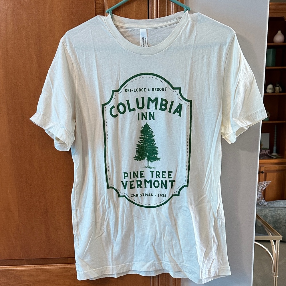 Bella Canvas Cream and Green Pine Tree 🌲 Tee Large